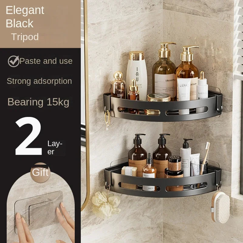 No-Drill Bathroom Shelf – Adhesive Corner Shower Organizer