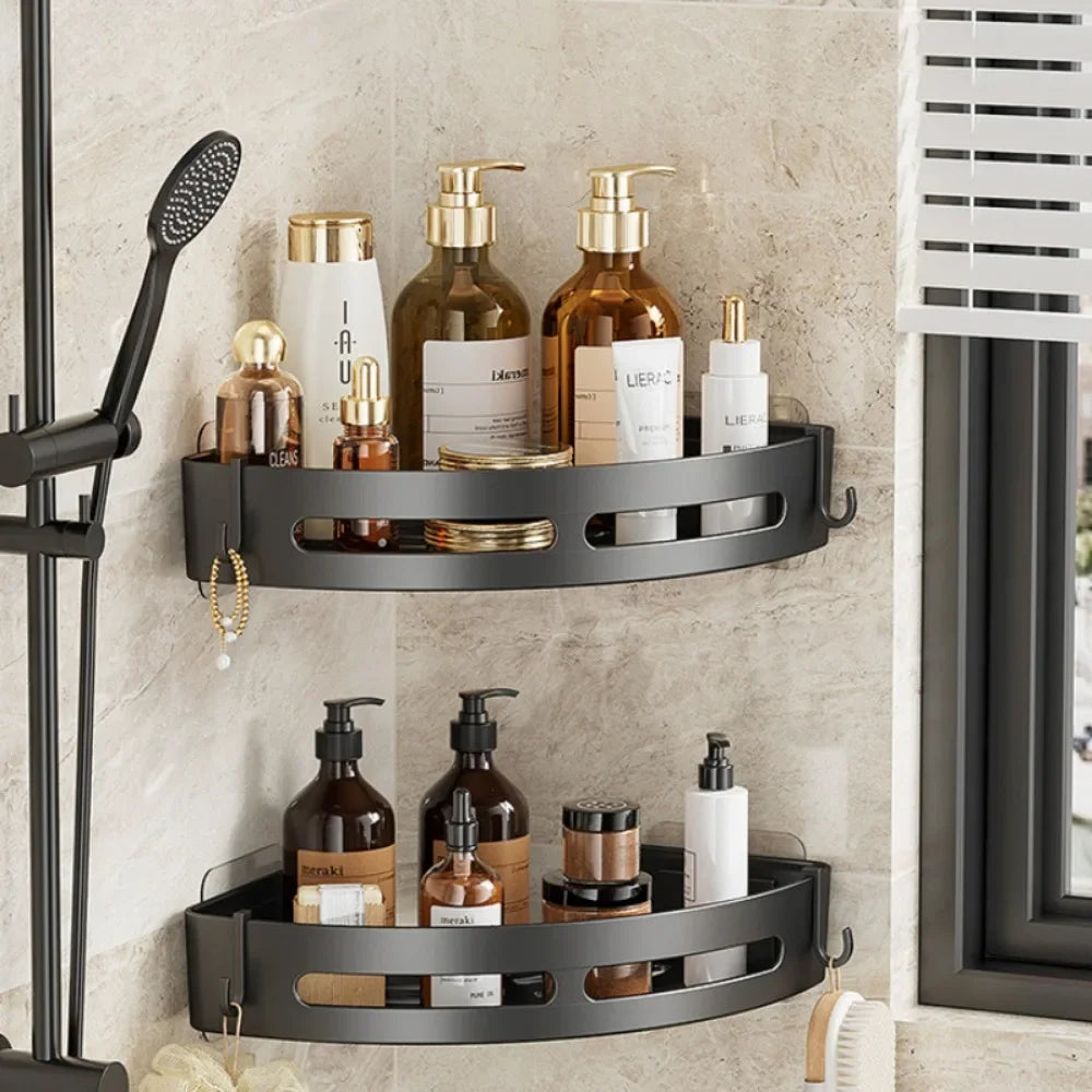 No-Drill Bathroom Shelf – Adhesive Corner Shower Organizer