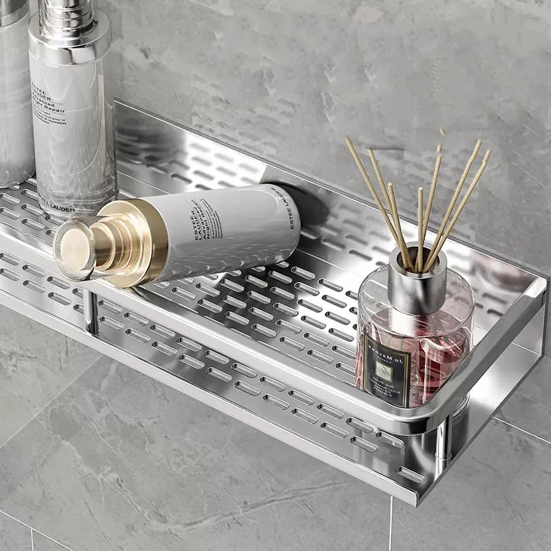 Silver Bathroom Shelf Organizer – Rustproof Shower Rack
