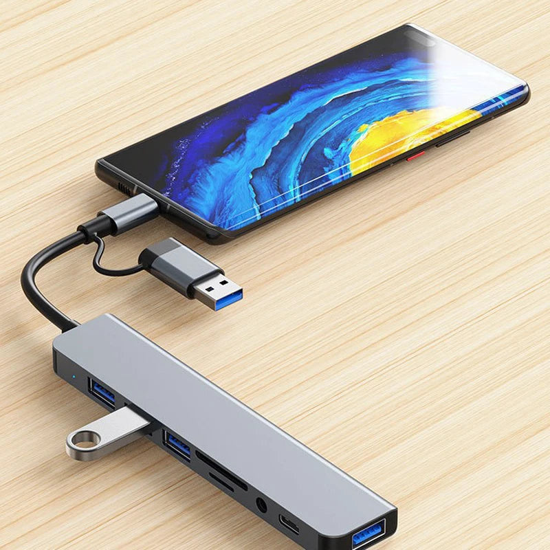 USB & Type-C Hub with Audio Jack & SD Card Slot