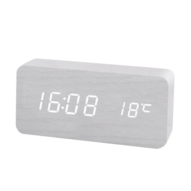Wooden LED Digital Alarm Clock – Modern & Stylish Design
