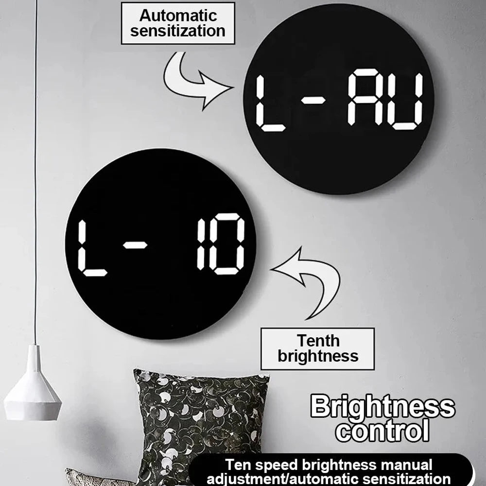 LED Wall Clock – Dual Alarms, Calendar & Temp
