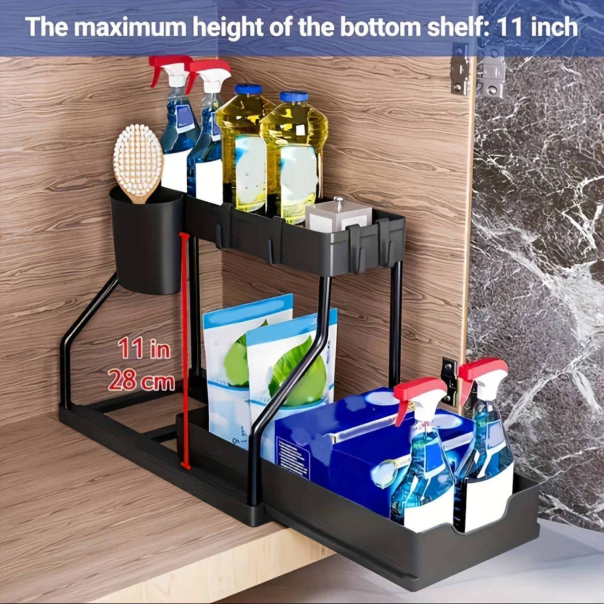 Space Saving Under Sink Organizer – Pull Out Storage Box