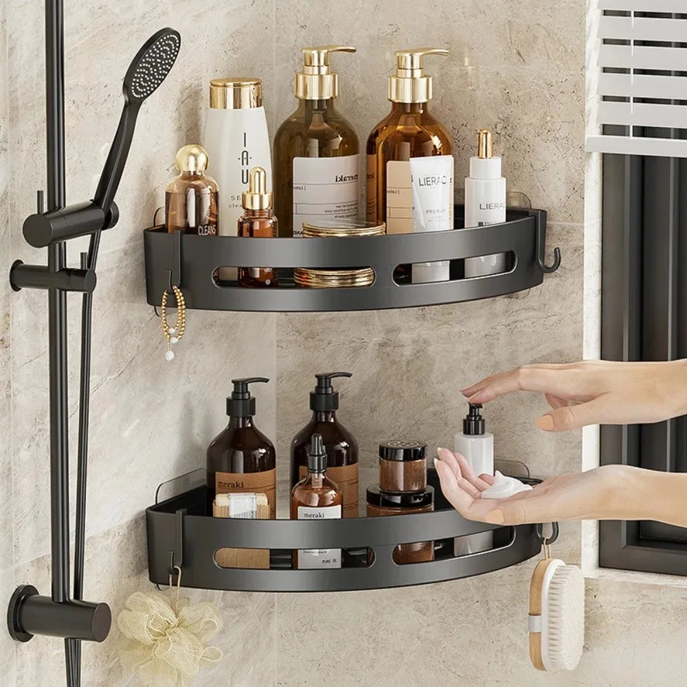 No-Drill Bathroom Shelf – Adhesive Corner Shower Organizer