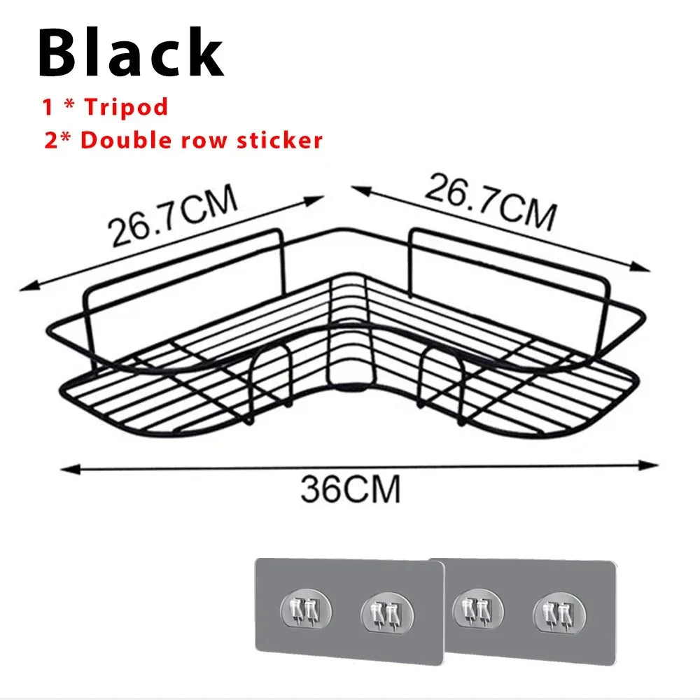 Corner No-Drill Bathroom Shelf – Wall-Mounted Organizer