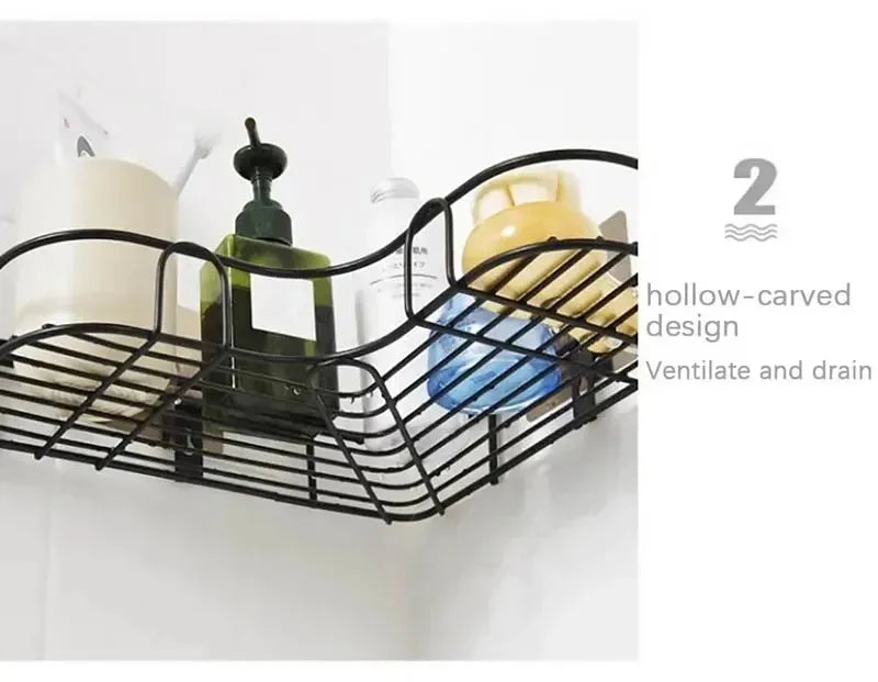 Corner No-Drill Bathroom Shelf – Wall-Mounted Organizer