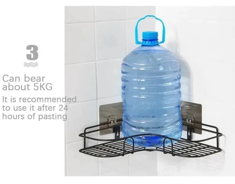 Corner No-Drill Bathroom Shelf – Wall-Mounted Organizer