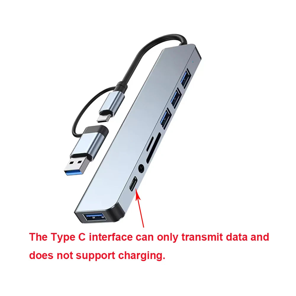 USB & Type-C Hub with Audio Jack & SD Card Slot