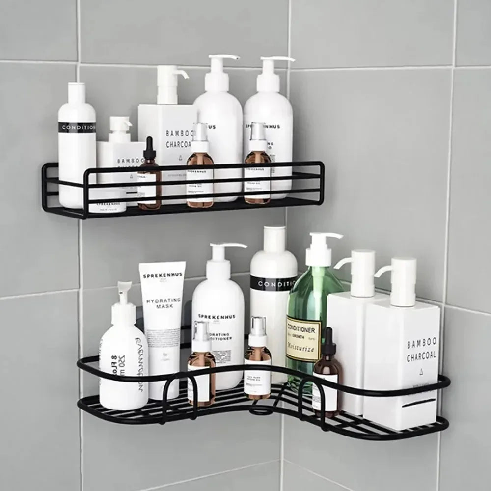 Corner No-Drill Bathroom Shelf – Wall-Mounted Organizer
