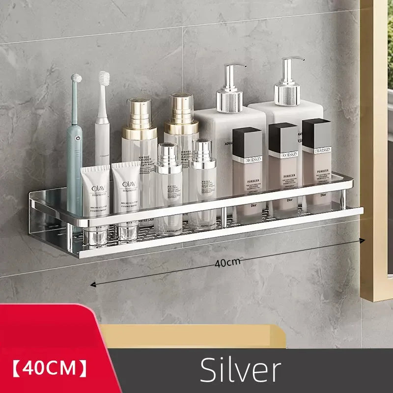 Silver Bathroom Shelf Organizer – Rustproof Shower Rack