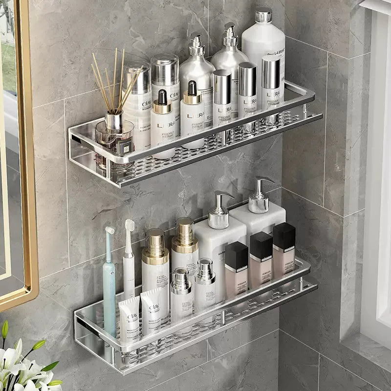 Silver Bathroom Shelf Organizer – Rustproof Shower Rack