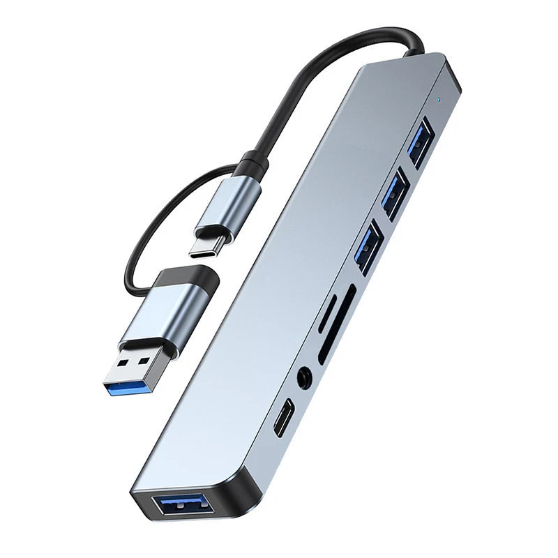USB & Type-C Hub with Audio Jack & SD Card Slot