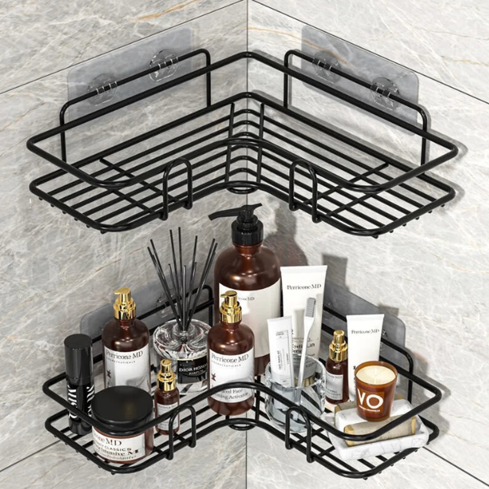 Corner No-Drill Bathroom Shelf – Wall-Mounted Organizer