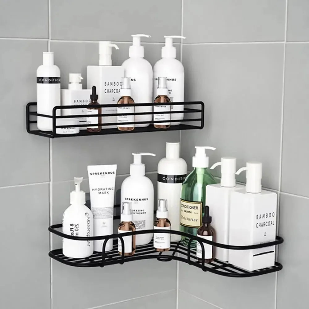 Corner No-Drill Bathroom Shelf – Wall-Mounted Organizer
