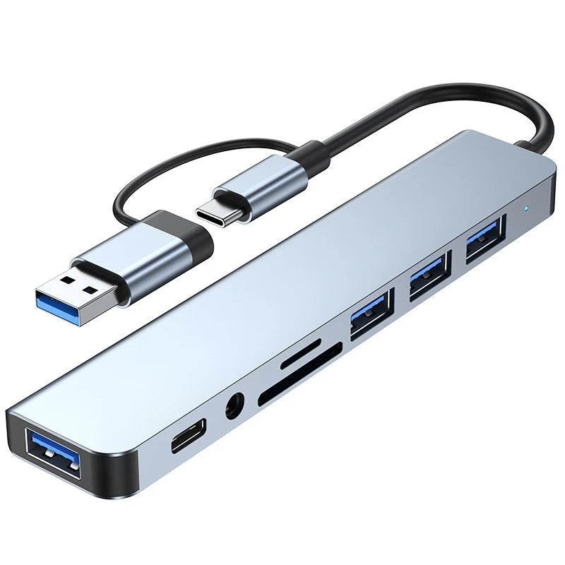 USB & Type-C Hub with Audio Jack & SD Card Slot
