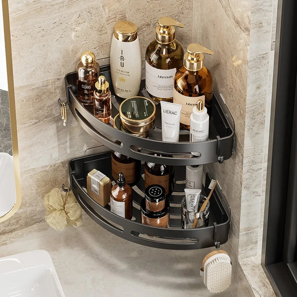 No-Drill Bathroom Shelf – Adhesive Corner Shower Organizer