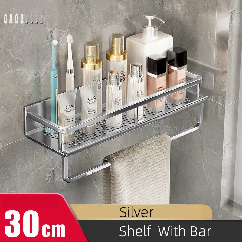 Silver Bathroom Shelf Organizer – Rustproof Shower Rack