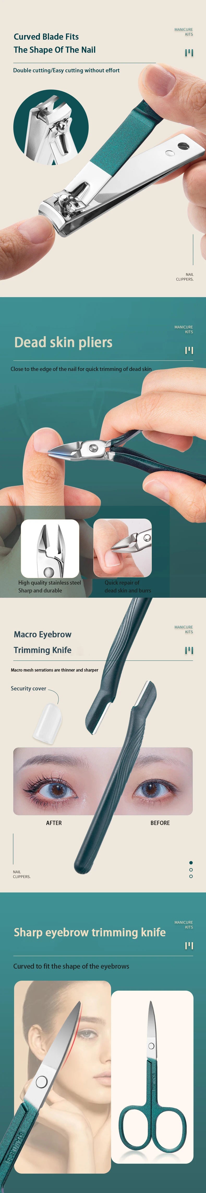 Nail Clippers Set 6-18pcs – Manicure, Pedicure & Eyebrow Tools