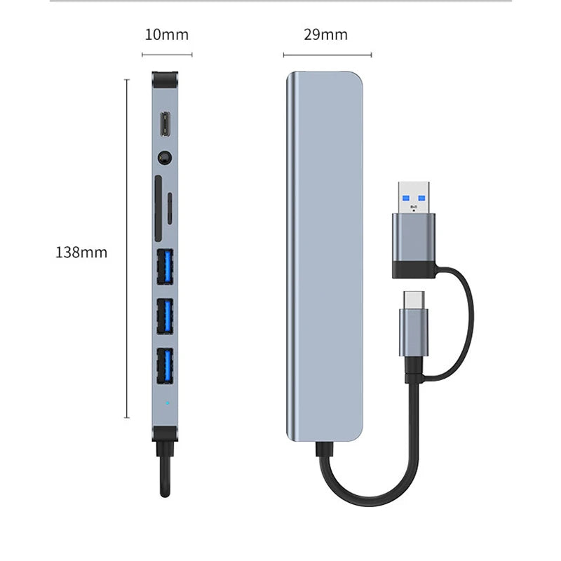 USB & Type-C Hub with Audio Jack & SD Card Slot