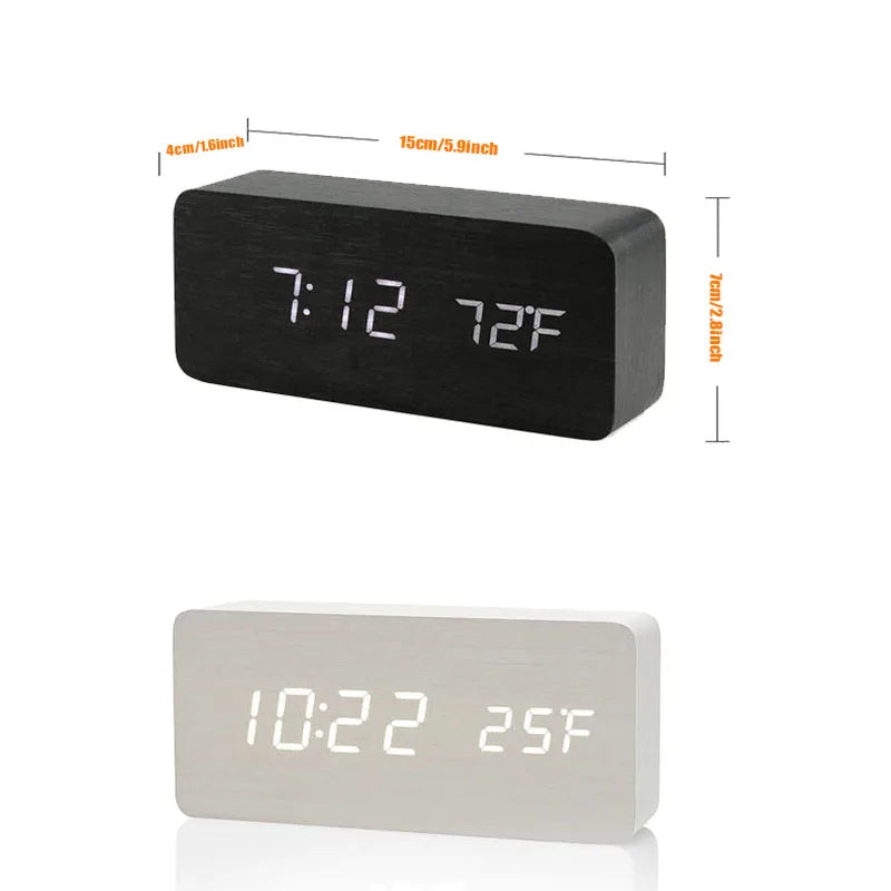 Wooden LED Digital Alarm Clock – Modern & Stylish Design