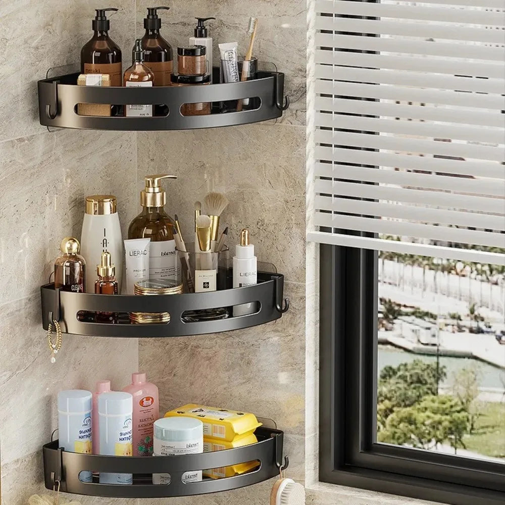 No-Drill Bathroom Shelf – Adhesive Corner Shower Organizer