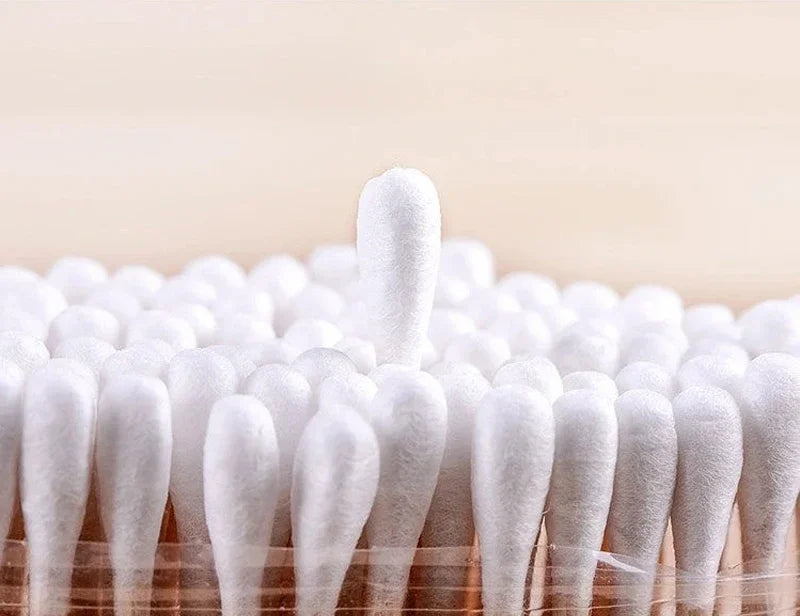 Cotton Swab & Toothpick Organizer Box – Transparent Bamboo Lid