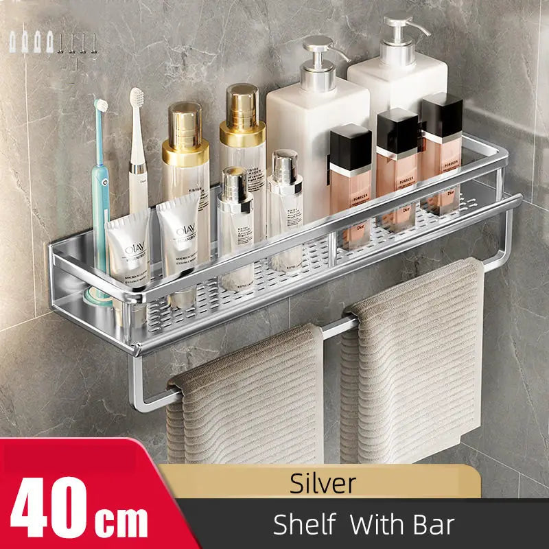 Silver Bathroom Shelf Organizer – Rustproof Shower Rack