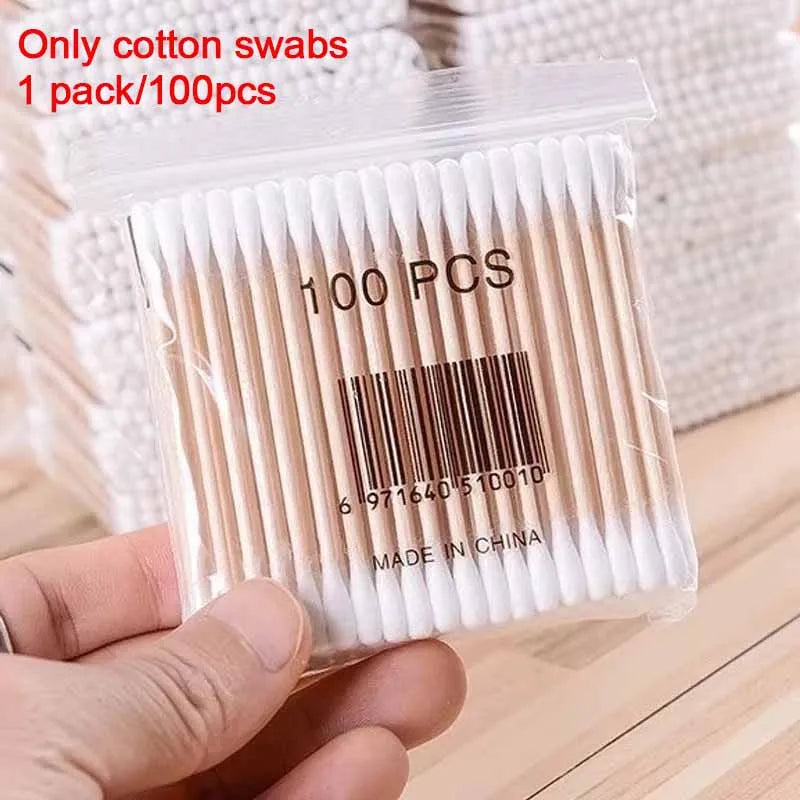 Cotton Swab & Toothpick Organizer Box – Transparent Bamboo Lid