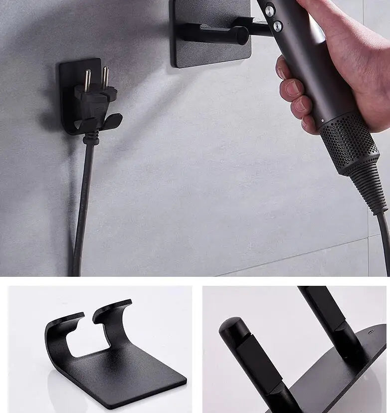 Waterproof Wall-Mounted Hair Dryer Organizer – Space-Saving Bathroom Shelf