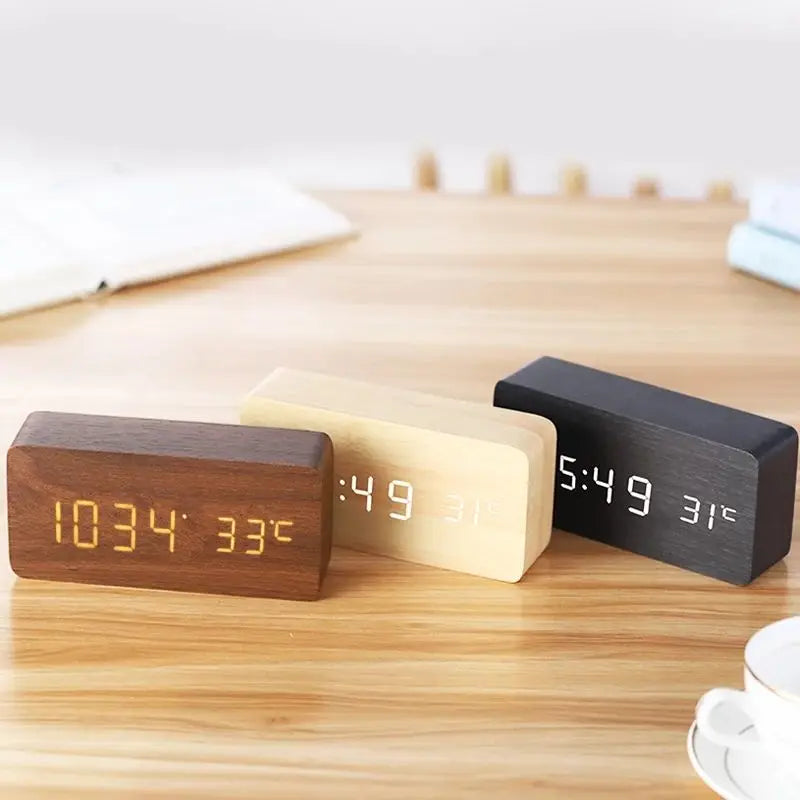 Wooden LED Digital Alarm Clock – Modern & Stylish Design