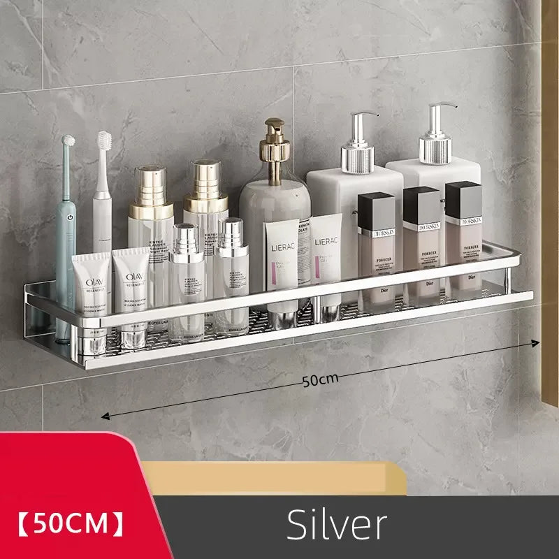 Silver Bathroom Shelf Organizer – Rustproof Shower Rack