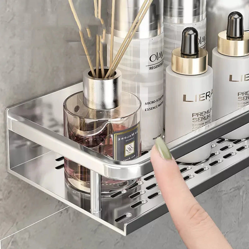 Silver Bathroom Shelf Organizer – Rustproof Shower Rack