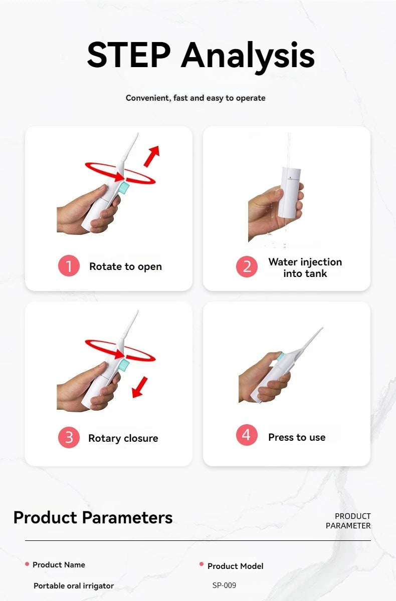 Portable High-Pressure Oral Irrigator – Water Floss & Teeth Cleaner