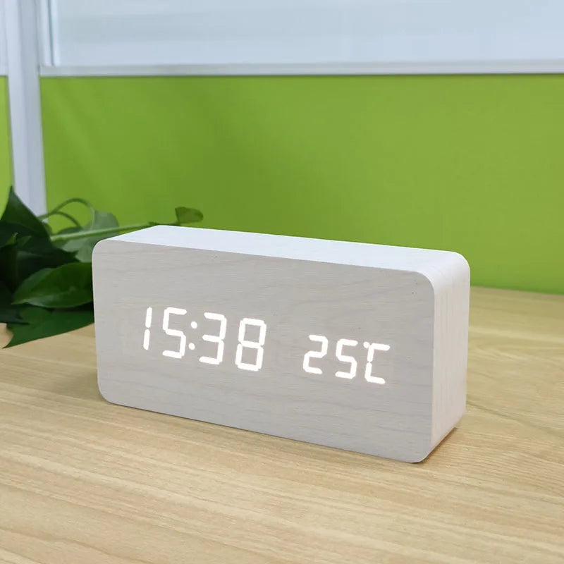 Wooden LED Digital Alarm Clock – Modern & Stylish Design