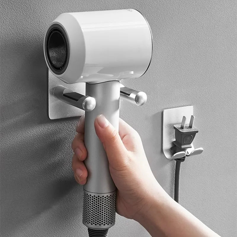 Waterproof Wall-Mounted Hair Dryer Organizer – Space-Saving Bathroom Shelf
