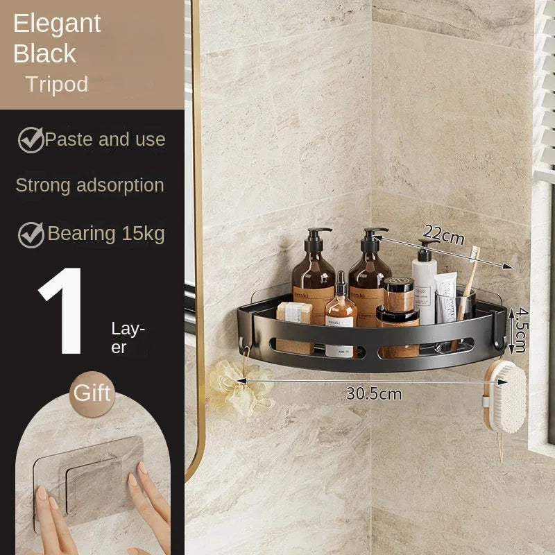 No-Drill Bathroom Shelf – Adhesive Corner Shower Organizer