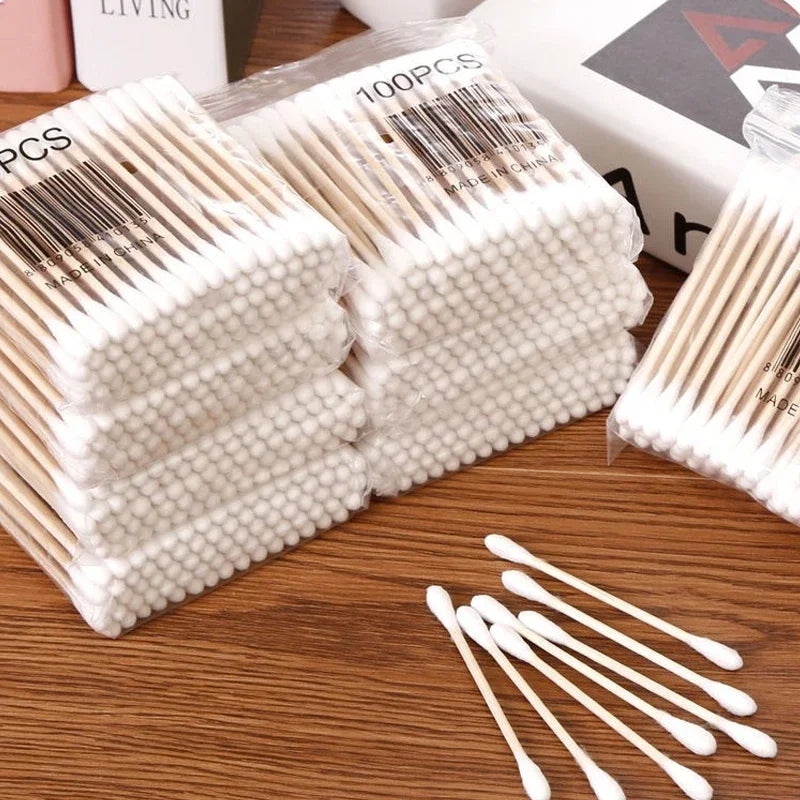 Cotton Swab & Toothpick Organizer Box – Transparent Bamboo Lid