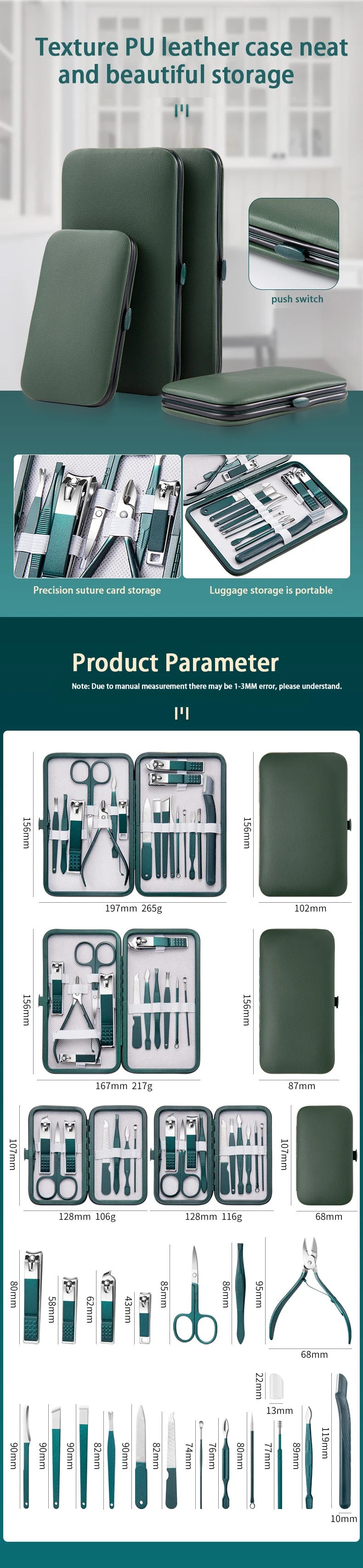 Nail Clippers Set 6-18pcs – Manicure, Pedicure & Eyebrow Tools